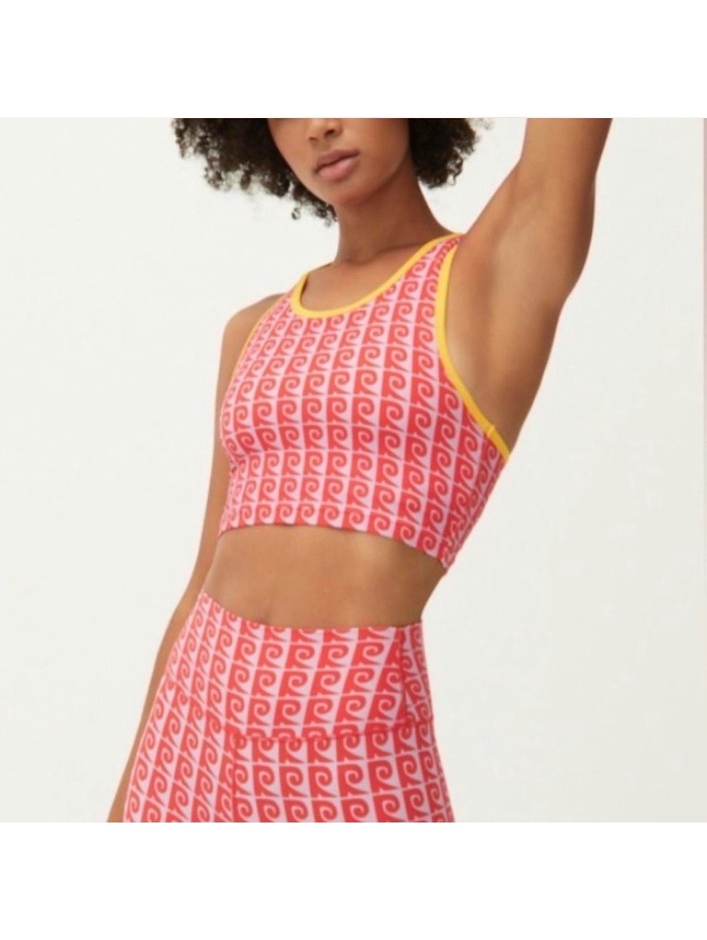 Rhode Red Pink Mia Patterned Racerback Sports Bra Top Yellow